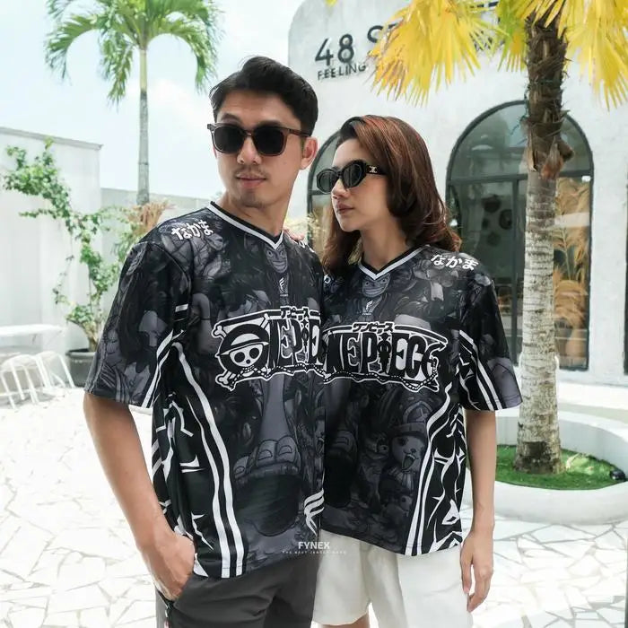 2025 New Bandai Japanese Anime Men's T-shirt, Quick-drying One Piece Luffy Zoro Football Jersey Cartoon