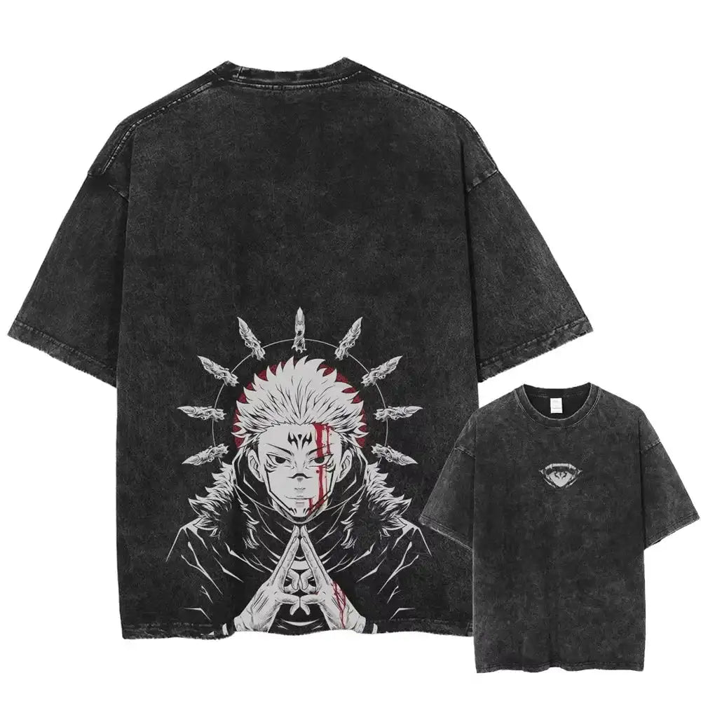 New Arrival Mens Clothes Tee Shirt Homme Graphic T-Shirts Men Tshirt for Men Ropa Hombre Jujutsu Kaisen Washed Camisetas