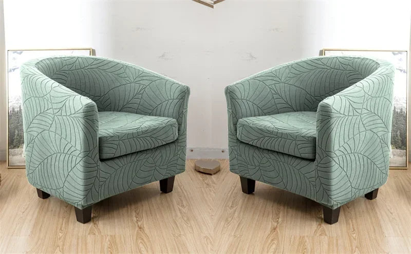 Leaves Jacquard Tub Chair Cover Anti-dirt Stretch Armchair Slipcover All-inclusive Single Club Sofa Cushion for Living Room