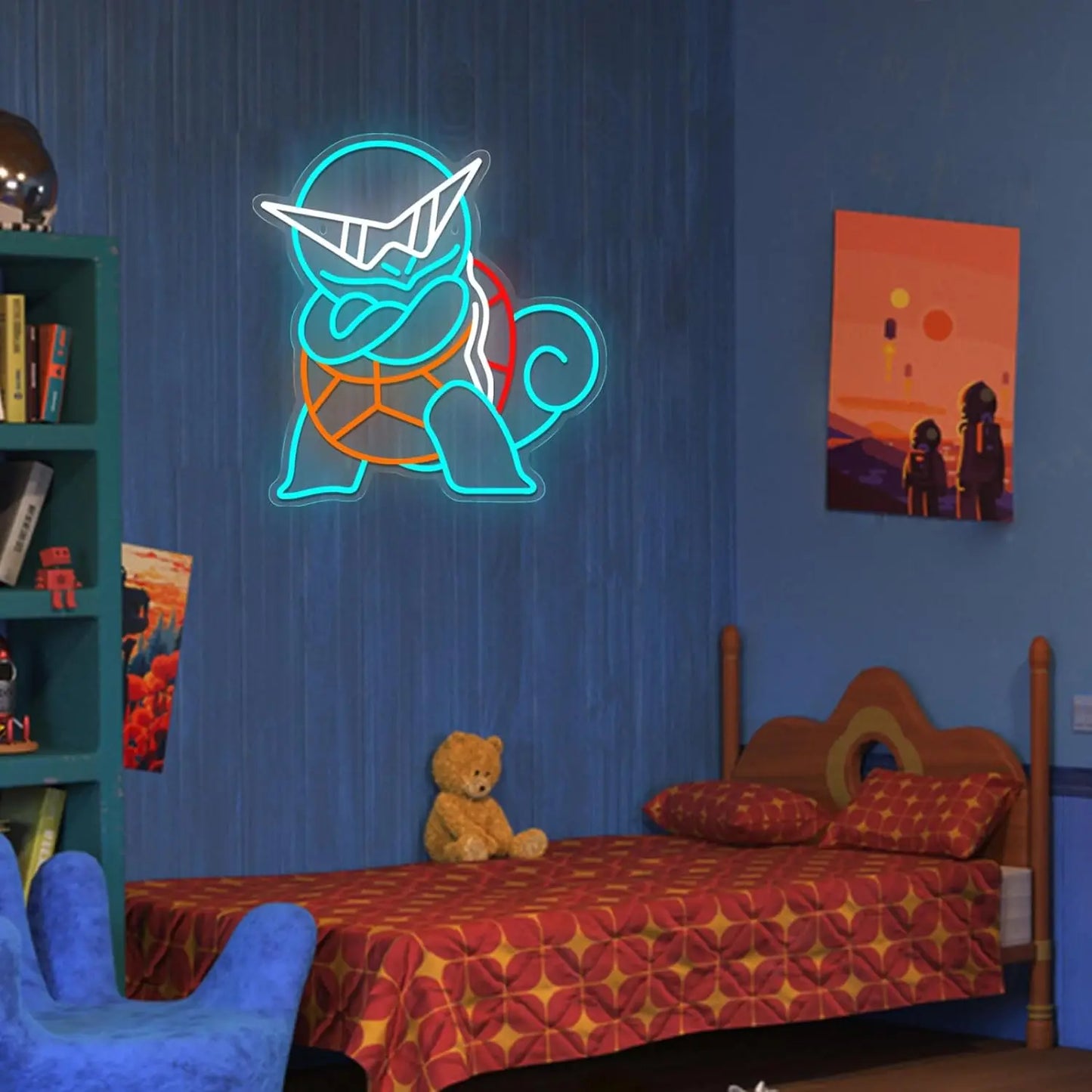 Pokémon Squirtle Neon Sign for Wall Decor Anime Neon Light for Bedroom decor USB Dimmable Cute Art Birthday Gift for Boys Girls