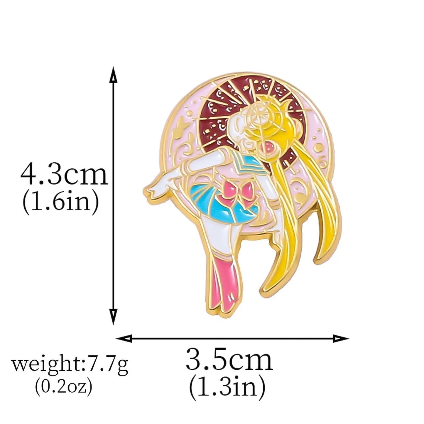 Anime Cartoon Moon Tsukino Usagi Enamel Keychain Necklace for Women Girl Magic Brooch Aino Minako Pin Cosplay Jewelry Gift