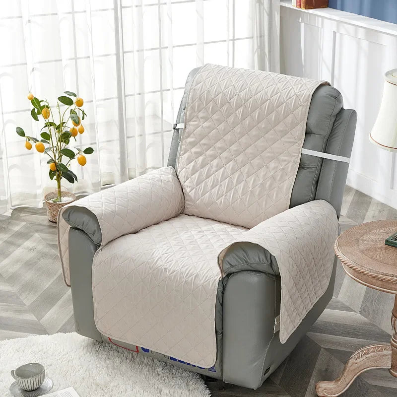 Anti-slip Recliner Chair Cover Solid Color Quilted Seat Slipcover Anti-wear Relax Armchair Coushion for Living Room Home