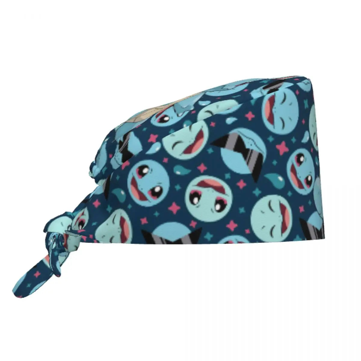 Custom Squirtles Anime Breathable Scrub Hat Surgical Scrub Caps Unisex Nurse Medical Cap Work Scrubs Hat for Medical Surgical