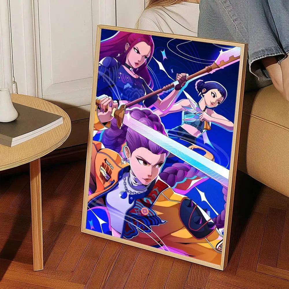 Anime Movie K-Pop D-Demon Hunters Poster High Quality Print Waterproof Wall Art Sticker For Bar Living Room Decor Gift