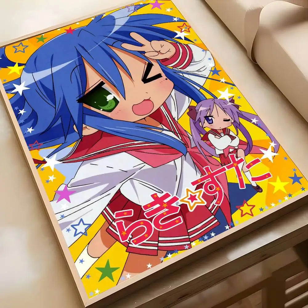 Cartoon L-Lucky S-Star ANIME Poster High-definition art sticker Self adhesive waterproof home decoration for living room