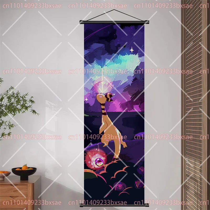 Anime Pokemon Pikachu Eevee Ampharos Charizard Bulbasaur Squirtle Poster Scroll Painting Theme Party Decoration Painting Gift