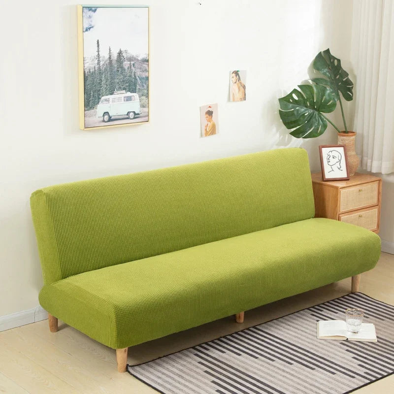 Polar Fleece Fabric Armless Futon Sofa Bed Cover Solid Without Armrest Big Elastic Folding Furniture home Decoration Bench Cover
