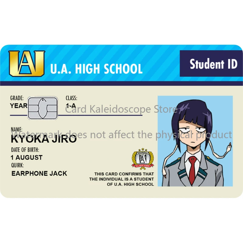 Anime My Hero Academia Student ID Series Redit Card Skin Sticker for VISA JCB Mastercard and Other Bank IC Card Decoration