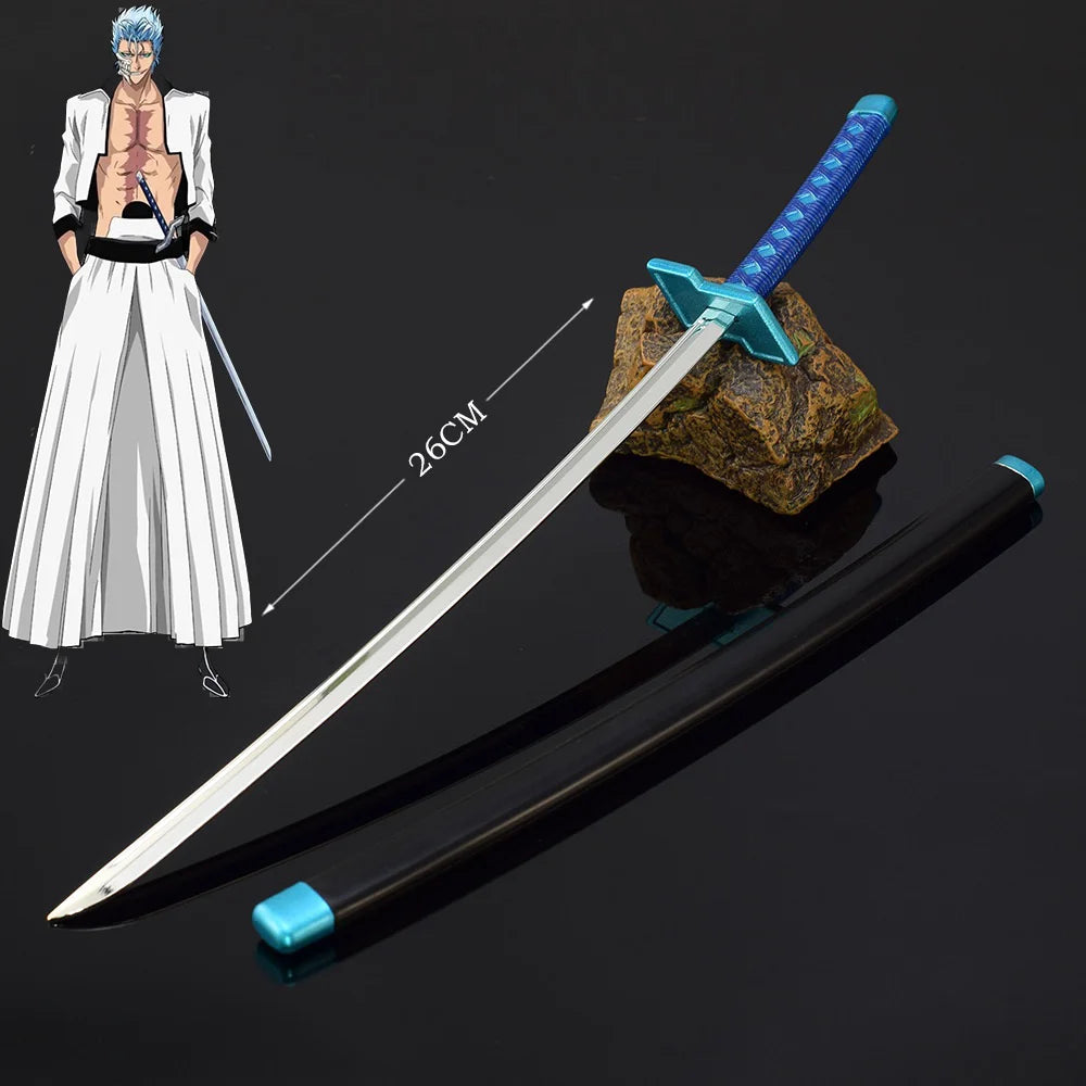 25cm Metal Bleach Katana Sword Ichigo Aizen Cosplay Prop Ninja Knife Iron Japanese Samurai Katana Real Weapon Kid Toy Anime Gift