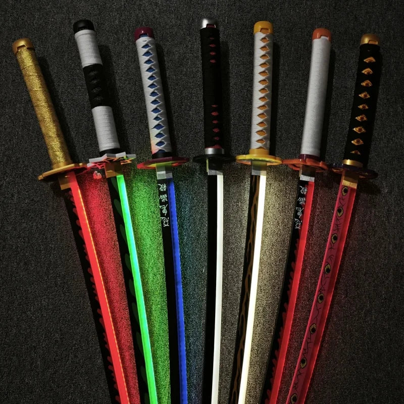 104cm Bright Katana LED Light Sword Kimetsu No Yaiba Anime Cosplay Prop Real Size Japanese Katana Samurai Sabre Demon Slayer