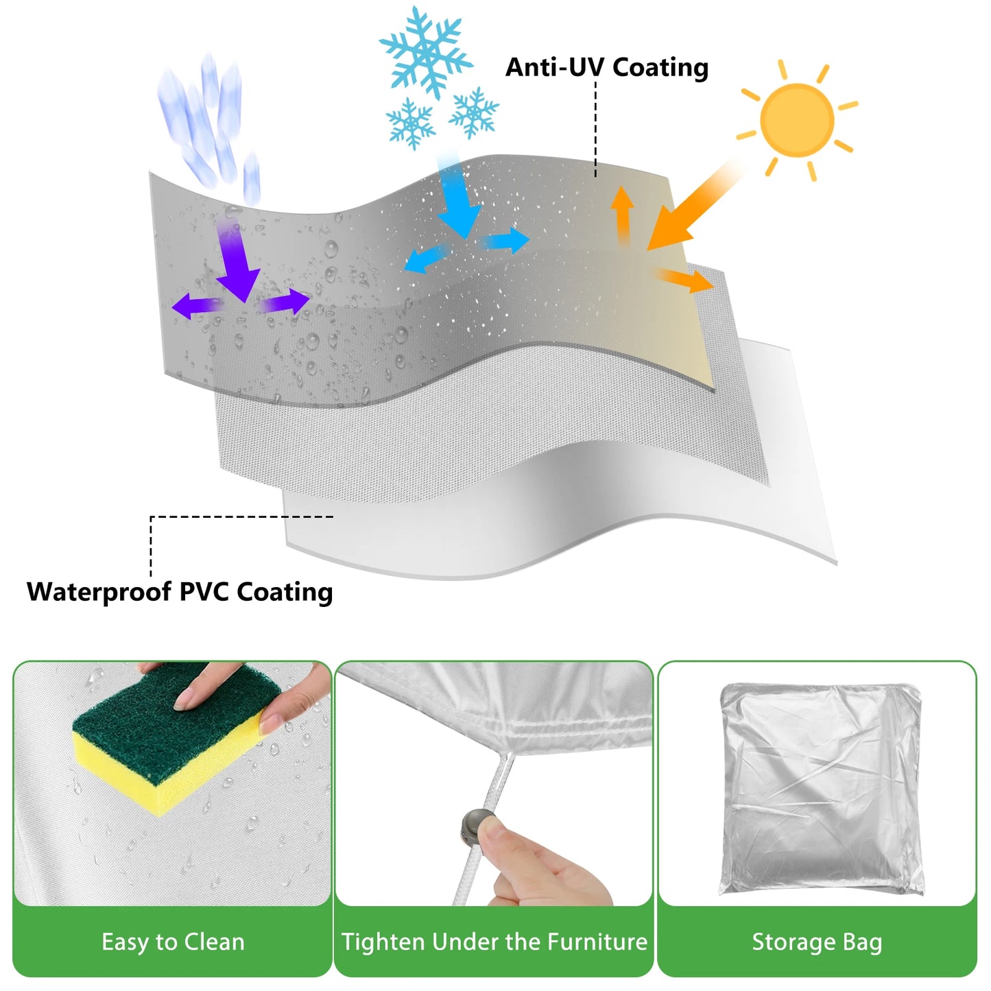 210D Outdoor Furniture Cover Waterproof Terrace Garden Cover Rain And Snow Table Sofa Chair Protective Cover Dust Cover