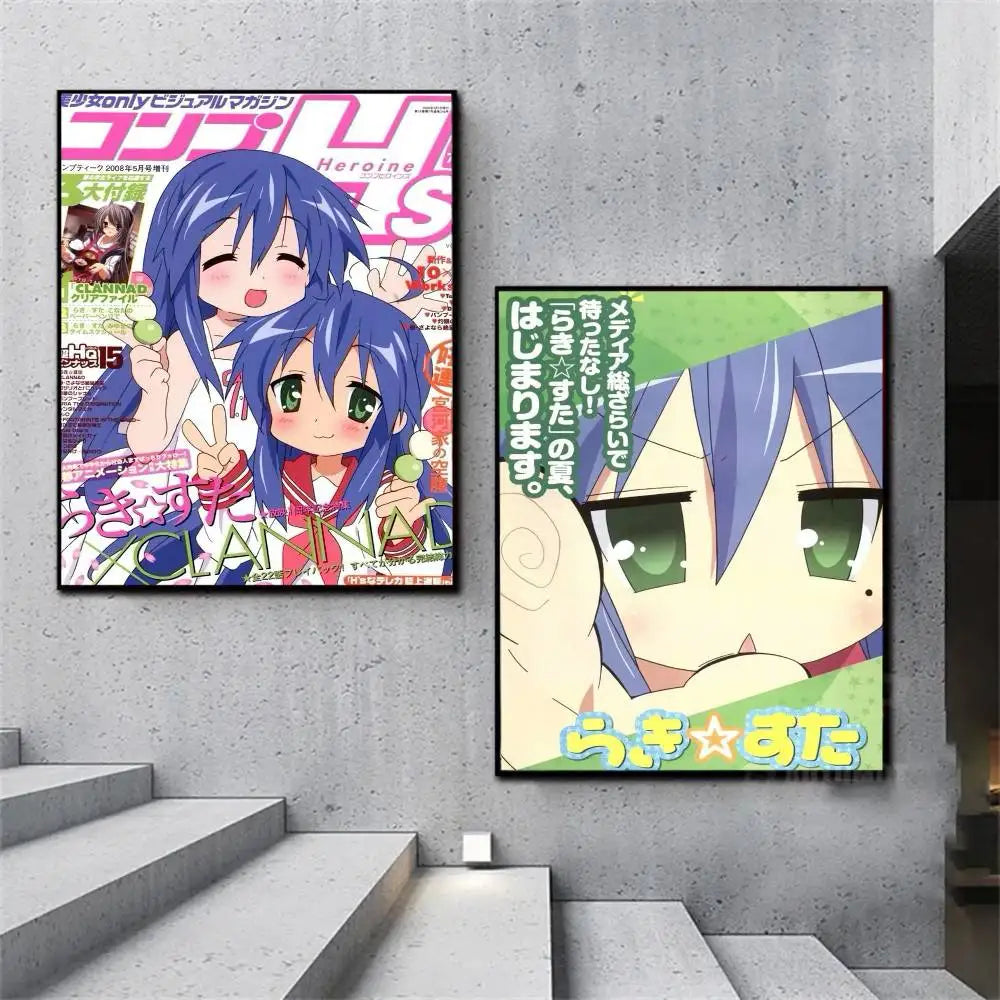 Cartoon L-Lucky S-Star ANIME Poster High-definition art sticker Self adhesive waterproof home decoration for living room