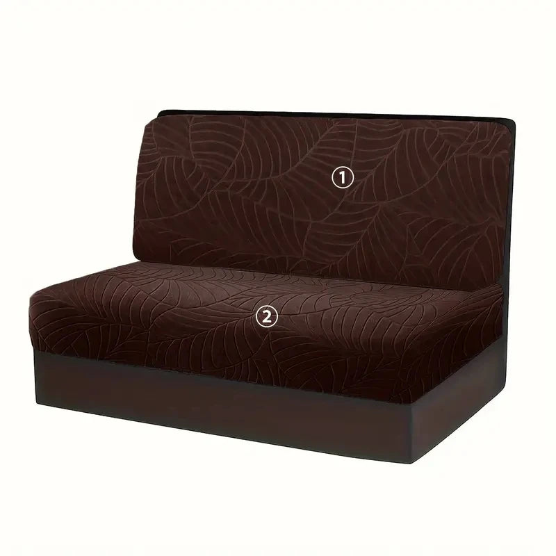 2 Pcs/set Leaves Jacquard RV Dinette Cushion Covers Elastic Armless Couch Slipcover Stretch Rv Camper Car Bench Seat Cover