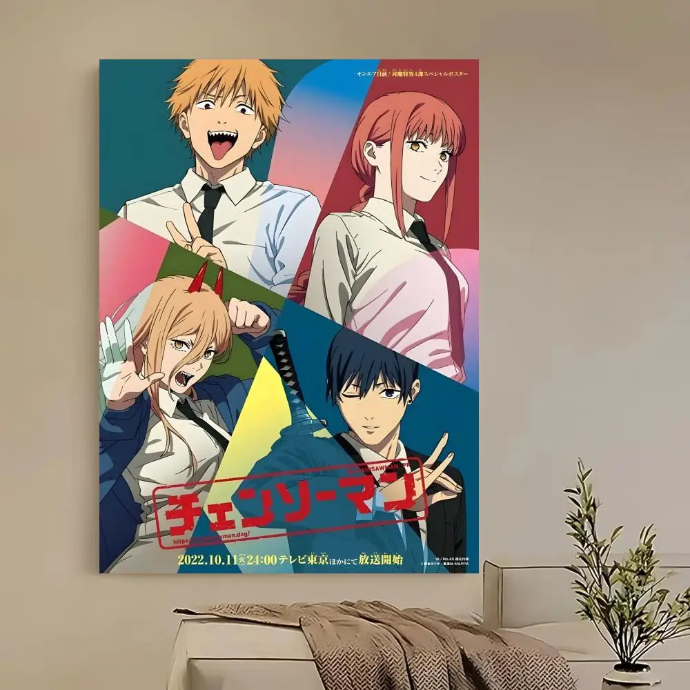 Anime Chainsaw Man Poster HD Self Adhesive Waterproof Ideal for Home Office Dorm Bedroom Great Gift