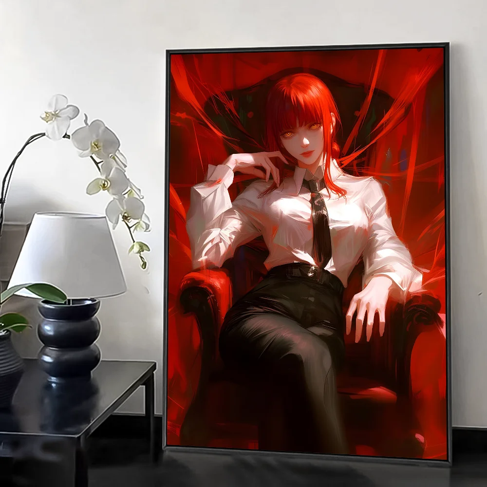 Makima Chainsaw Man Anime Poster HD art sticky wall waterproof home living room bedroom bar aesthetic decoration