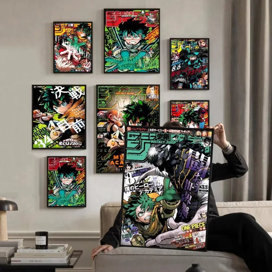 Vintage My Hero Academia Anime Poster  Retro Kraft Wall Art for Home Decor Cartoon Painting Japanese Style Wall Sticker Perfect