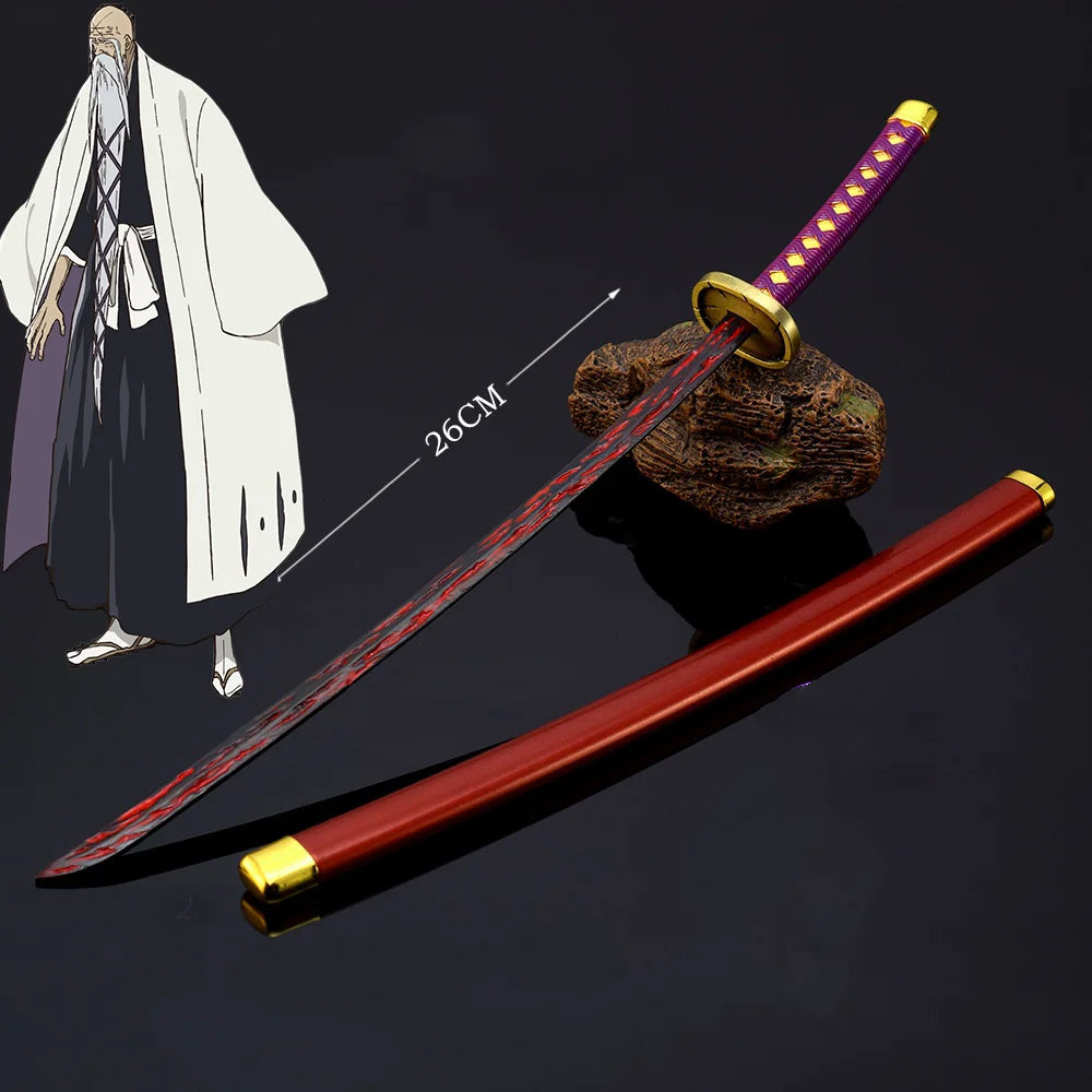 25cm Metal Bleach Katana Sword Ichigo Aizen Cosplay Prop Ninja Knife Iron Japanese Samurai Katana Real Weapon Kid Toy Anime Gift