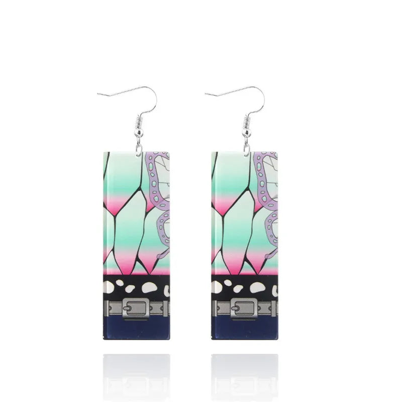 Creative Anime Acrylic Earrings For Women Demon Layer Butterfly Tanjiro Ear Drop Trendy Fans Cosplayer Jewelry Accessories Gifts