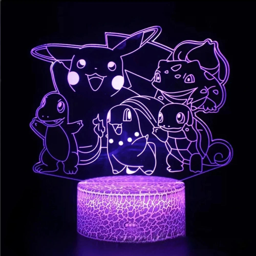 3D LED Night Light Pikachu Charizard Mewtwo Haunter 16 Colors Changing Touch Remote Control Anime Lamp for Bedroom Birthday Gift