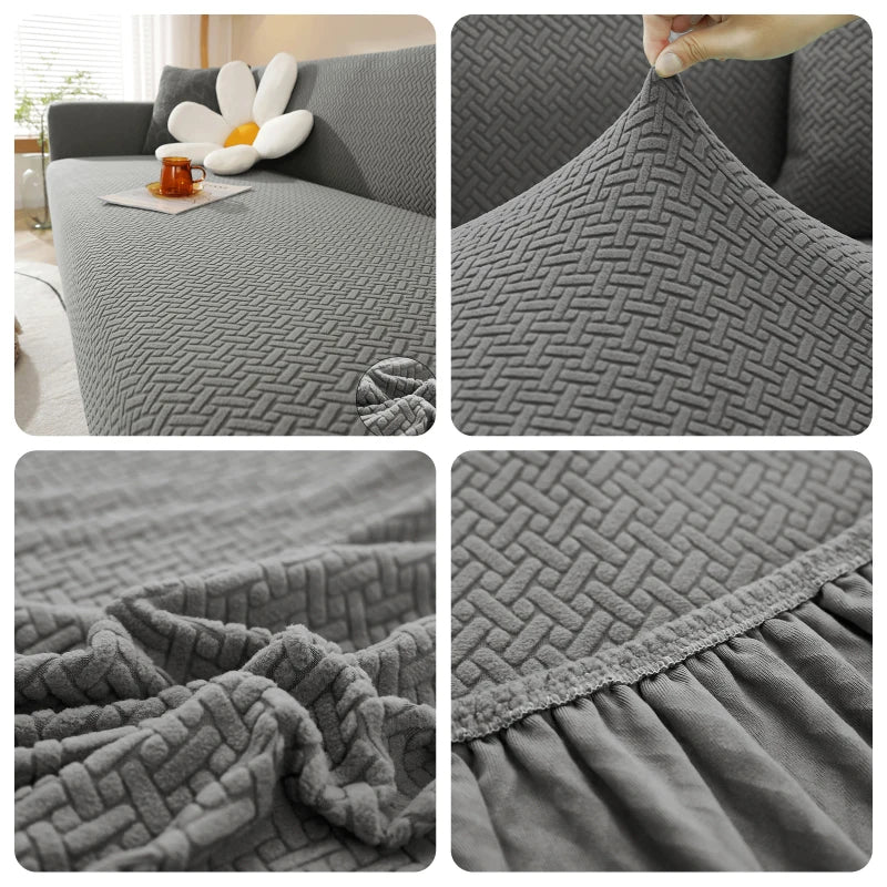 LEVIVEl Jacquard Elastic Sofa Covers Geometric ArmChair Knitted Sofa Couch Slipcovers Chair Protector For Living Room L Shaped