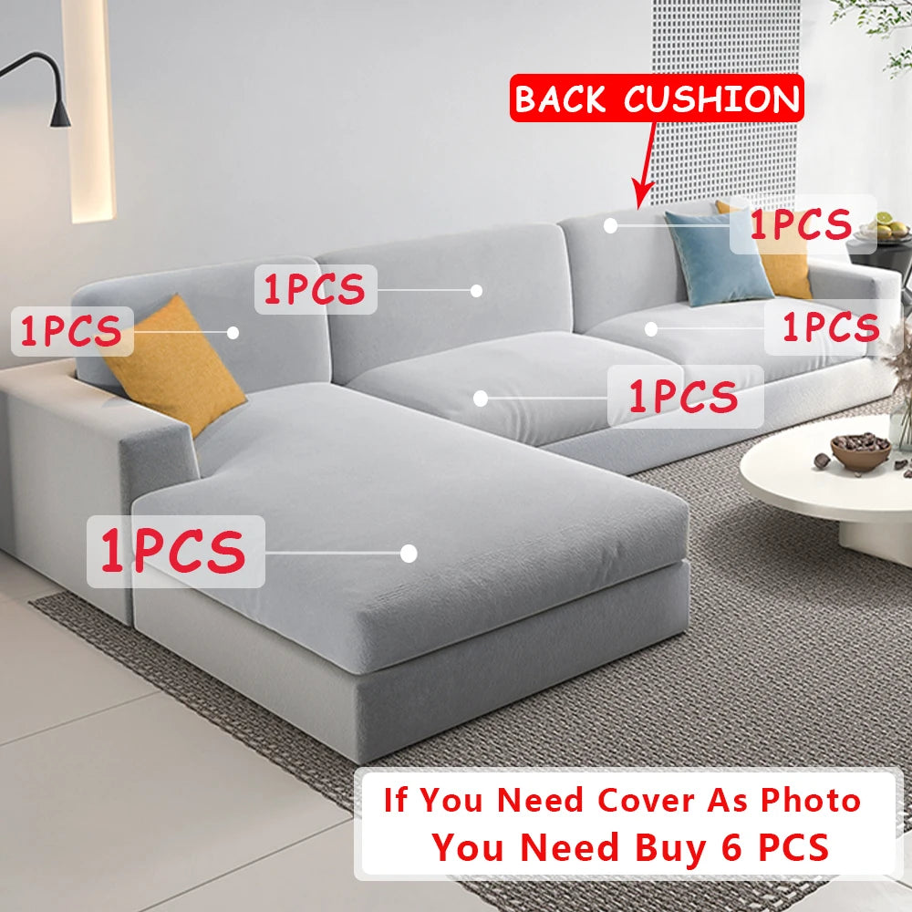 Super Soft Velvet Sofa Seat Cushion Cover Plain Color Stretch Thicken Sofa Cover Sectional Couch L Shape Corner Armchair Covers