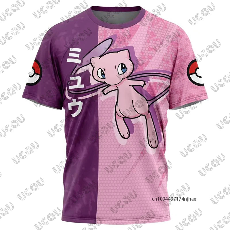 Summer New Pokémon Snorlax Cartoon Print Men's and Women‘s T Shirt Short-sleeved Sports Cosplay Tees Casual Oversized Kids Tops