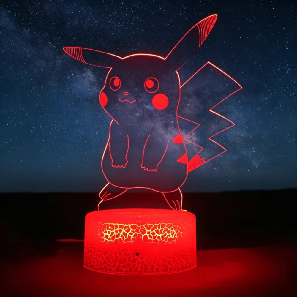 3D LED Night Light Pikachu Charizard Mewtwo Haunter 16 Colors Changing Touch Remote Control Anime Lamp for Bedroom Birthday Gift