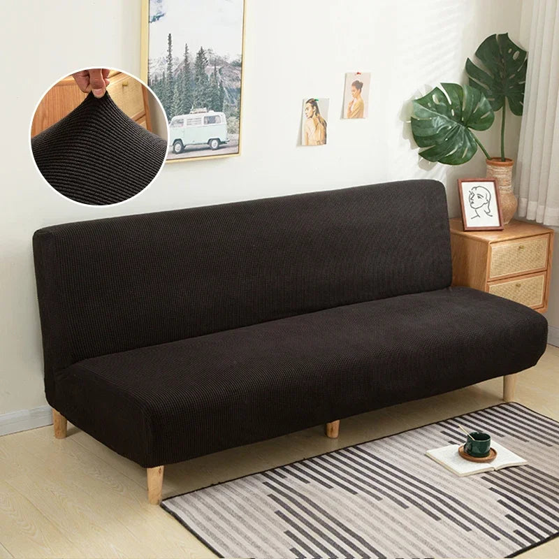 Polar Fleece Fabric Armless Futon Sofa Bed Cover Solid Without Armrest Big Elastic Folding Furniture home Decoration Bench Cover