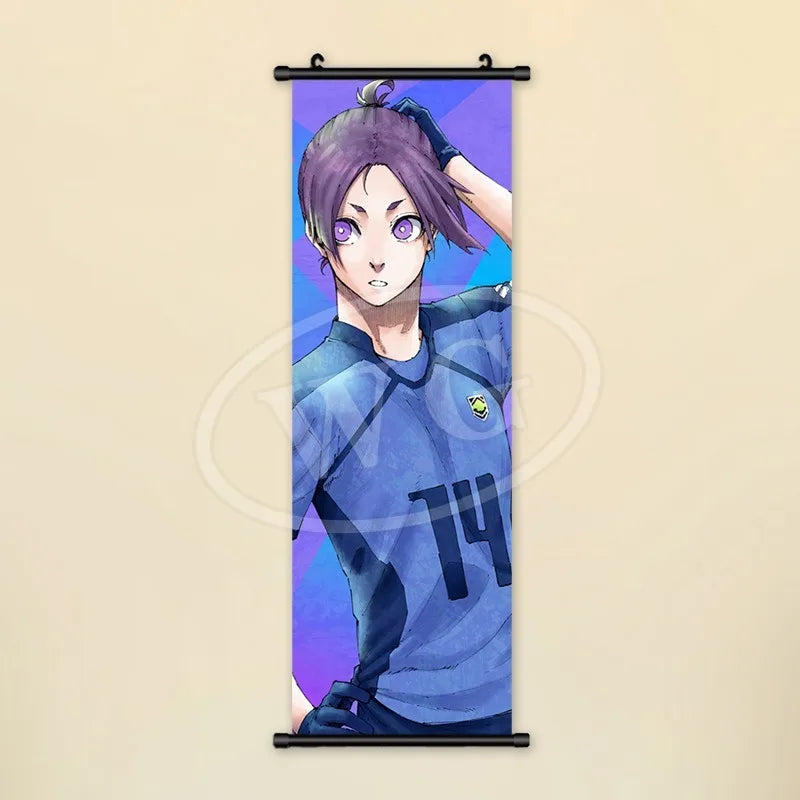 Blue Lock Hanging Painting Anime Poster Reo Mikage Wall Art Canvas Scroll Picture Isagi Yoichi Characters Home Decor Living Room