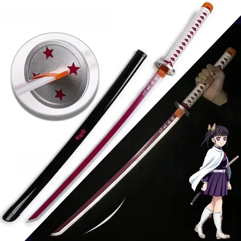 104cm Bright Katana LED Light Sword Kimetsu No Yaiba Anime Cosplay Prop Real Size Japanese Katana Samurai Sabre Demon Slayer
