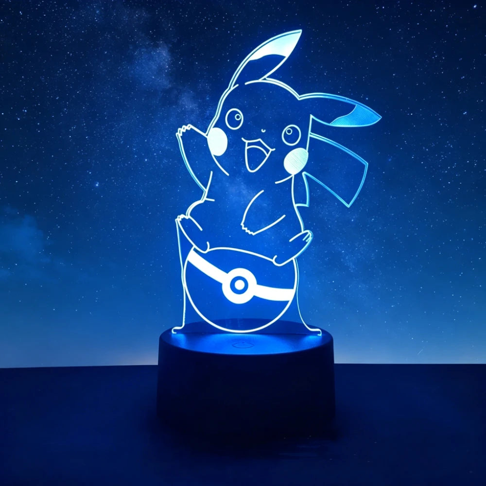 3D LED Night Light Pikachu Charizard Mewtwo Haunter 16 Colors Changing Touch Remote Control Anime Lamp for Bedroom Birthday Gift