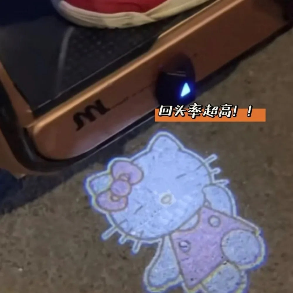Hello Kitty Electric Bike Decoration Light Car Dynamic Projection Welcome Lamp Cute Girl Scooter Light Anime Bicycle Accessory