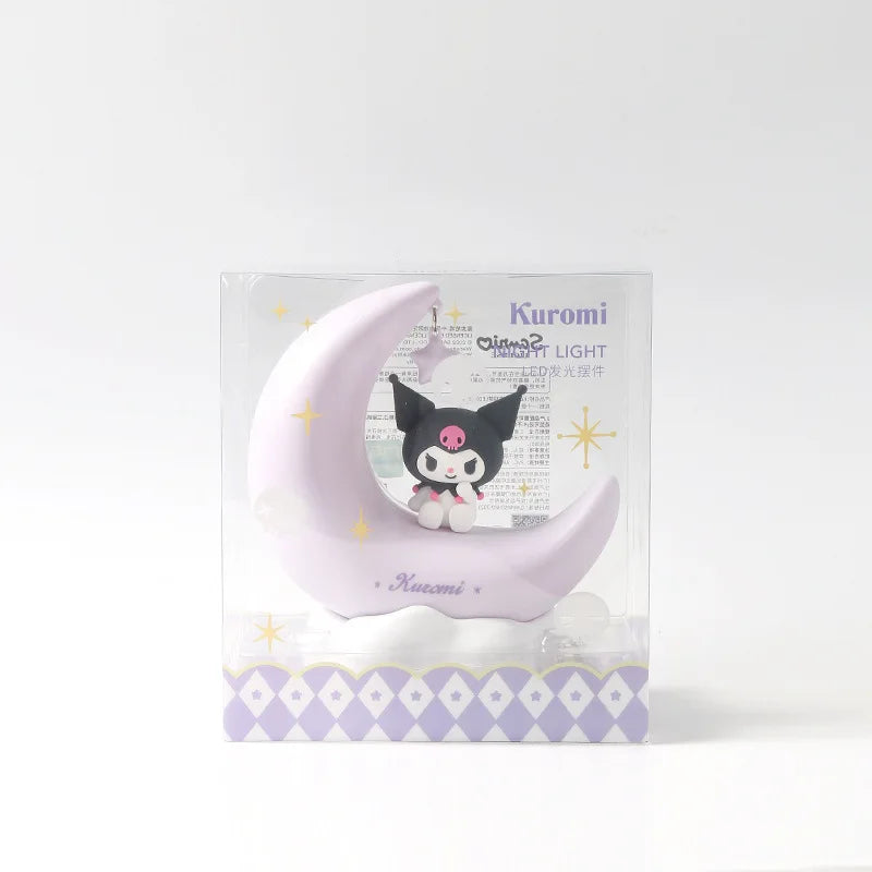 Genuine Cute Sanrio Kuromi Cinnamoroll Crescent Beautiful Dream LED Light-emitting Ornaments Cute Night Light Children's Gift