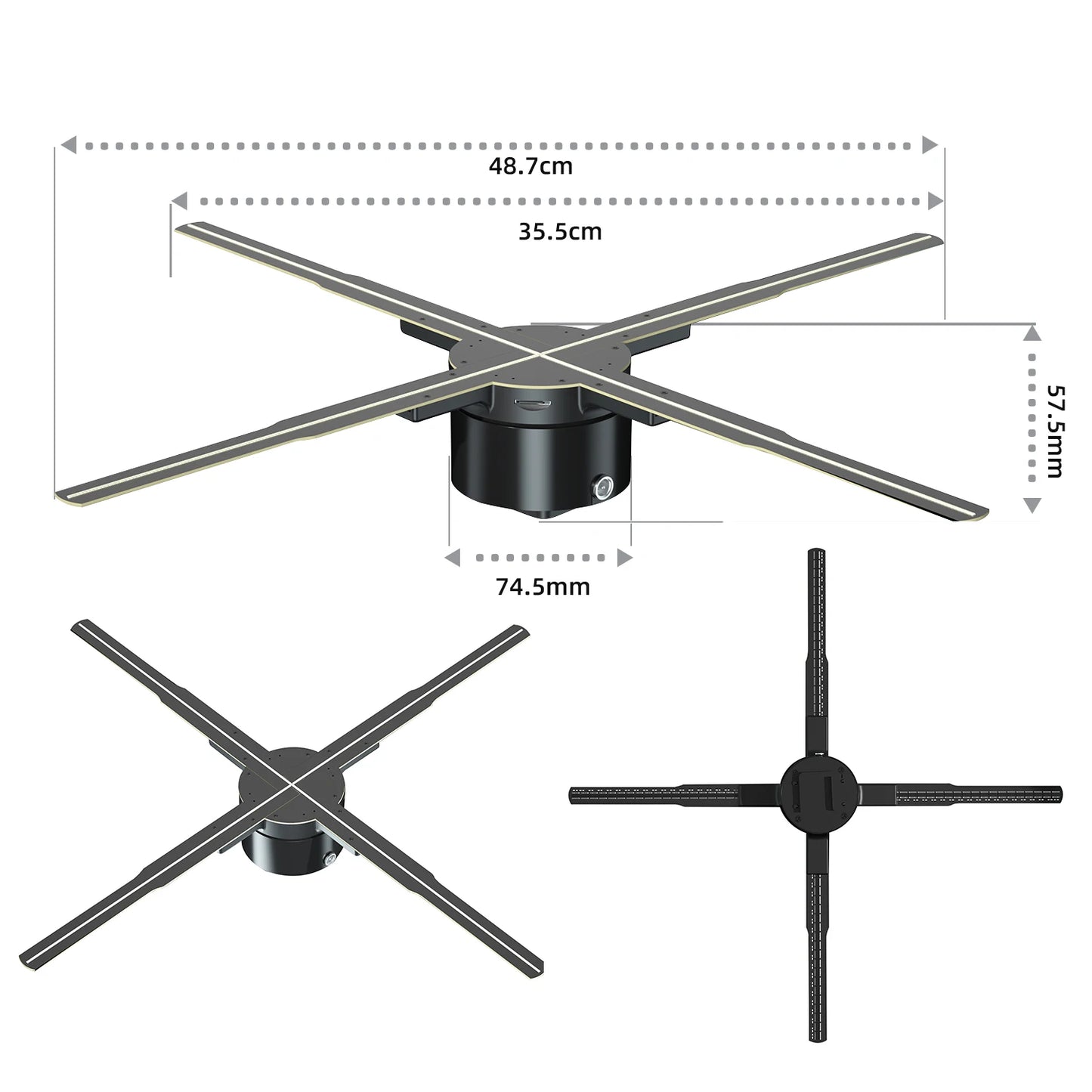 50cm Wifi Holographic Fan 3D Advertising Machine 576 LED Sign Neon Smart HD Player Support Video Picture Logo Holographic Light