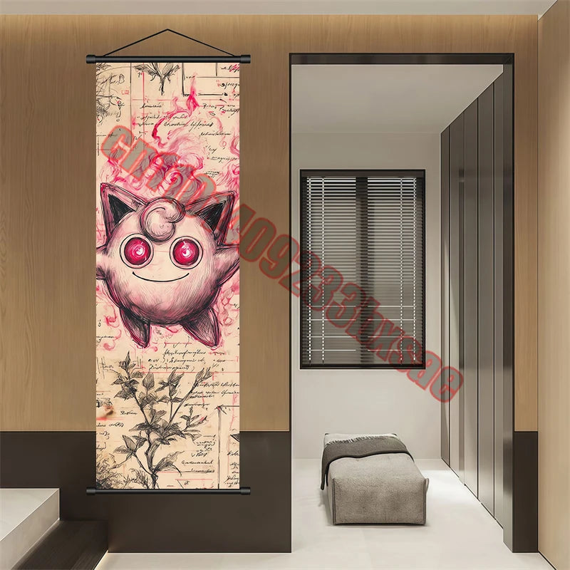 Printed Pokemon Poster Anime Wall Artwork Gengar Pictures Charizard Painting Canvas Pikachu Hanging Scrolls Home Room Decor
