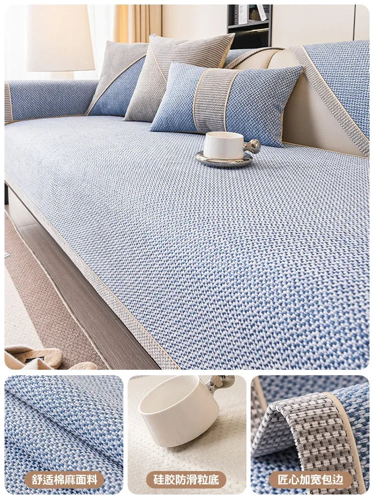 Linen Sofa Cushion for All Seasons Universal Non-slip Sofa Cover Cover New 2024 Backrest Cover Cloth Towel Woven Cotton