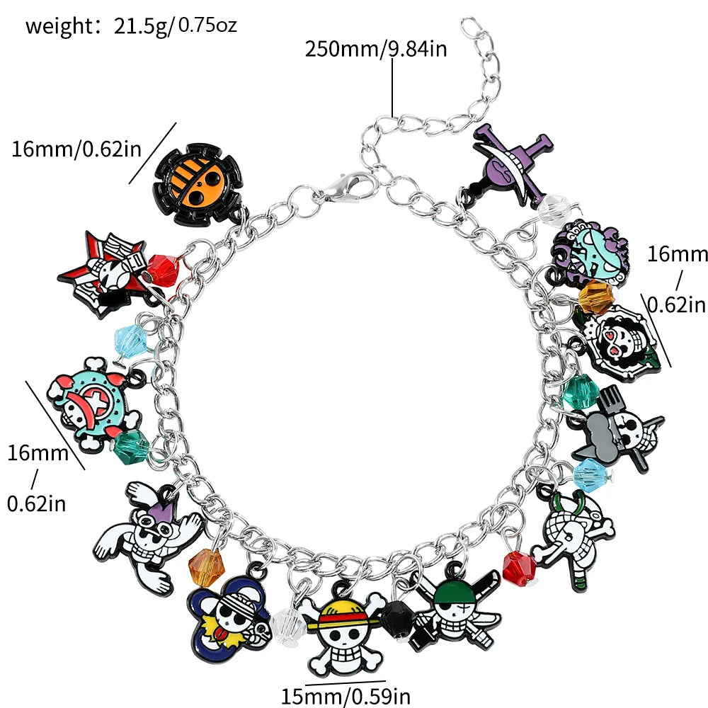 Popular anime accessory bracelet with skull, Luffy DIY charm bracelet