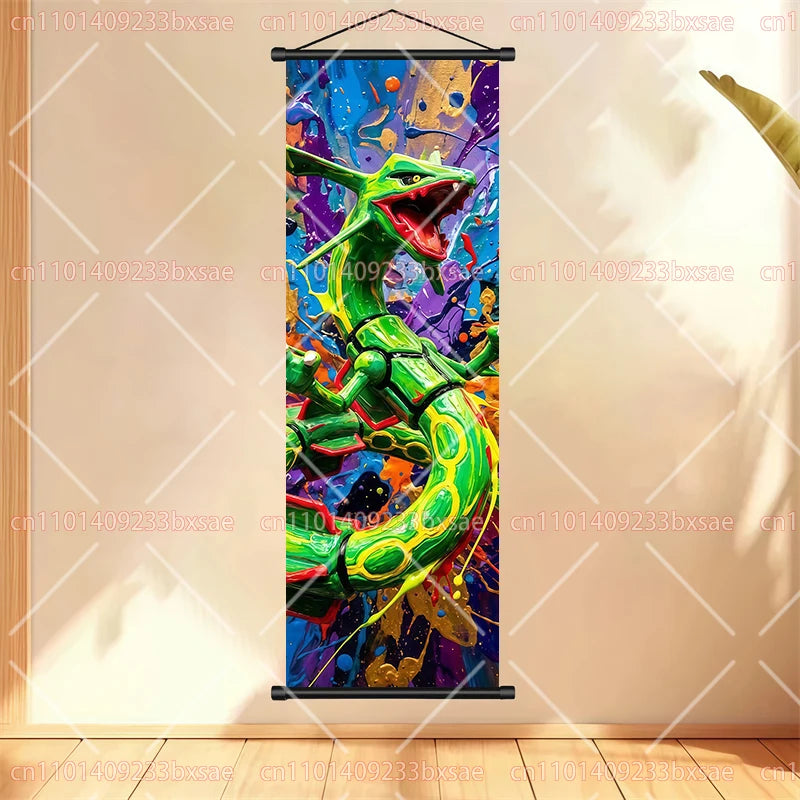 Anime Pokémon Gengar Charizard Kyogre Gyarados Mewtwo Rayquaza Cool Poster Hanging Scroll Painting Birthday Holiday Party Gift