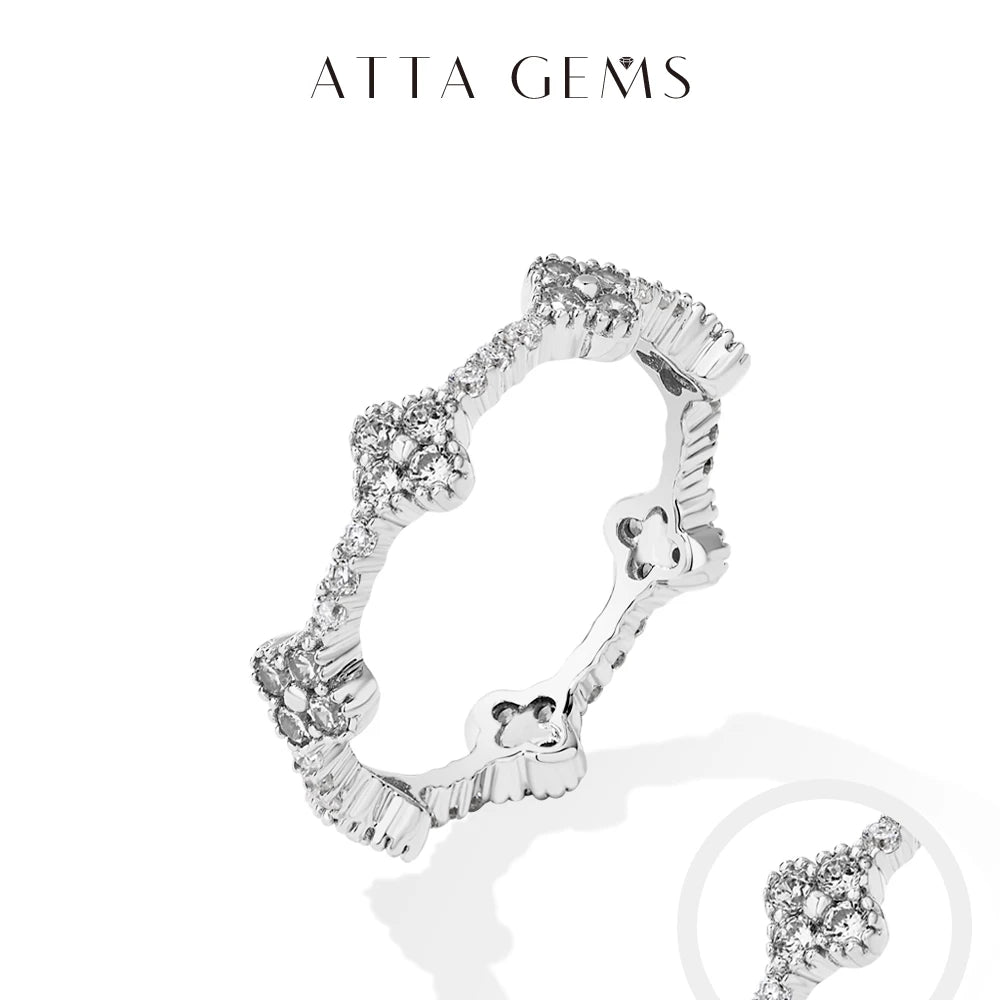 ATTAGEMS Eternity DVVS1 Moissanite Ring for Women 100% Real 925 Sterling Silver Gold Plated Wedding Party Charm Fine Jewelry New