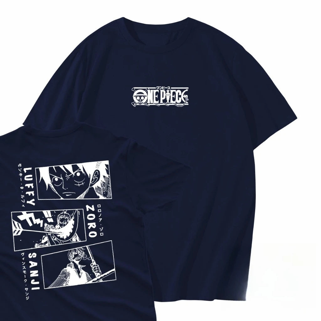 One Piece Men's T-shirt Portgas D. Ace Anime Summer Boy Spring and Autumn Children's Short Sleeves Parent-Child Wear Sport Tees
