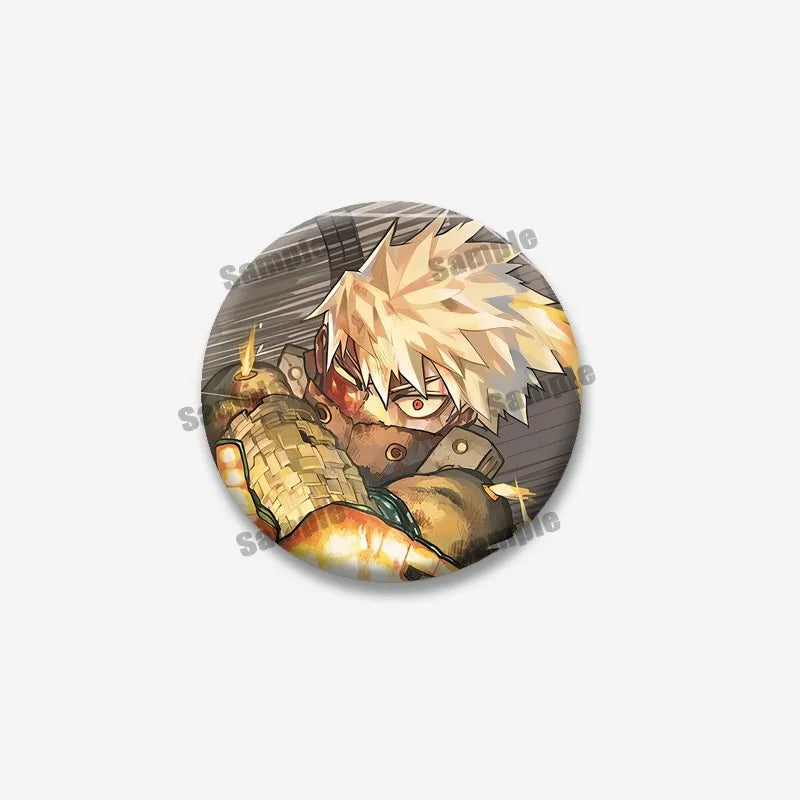 Katsuki Bakugou Izuku Midoriya Cartoon Badges Anime My Hero Academia Round Cosplay Pin Bag Decor Jewelry Brooches Friends Gifts