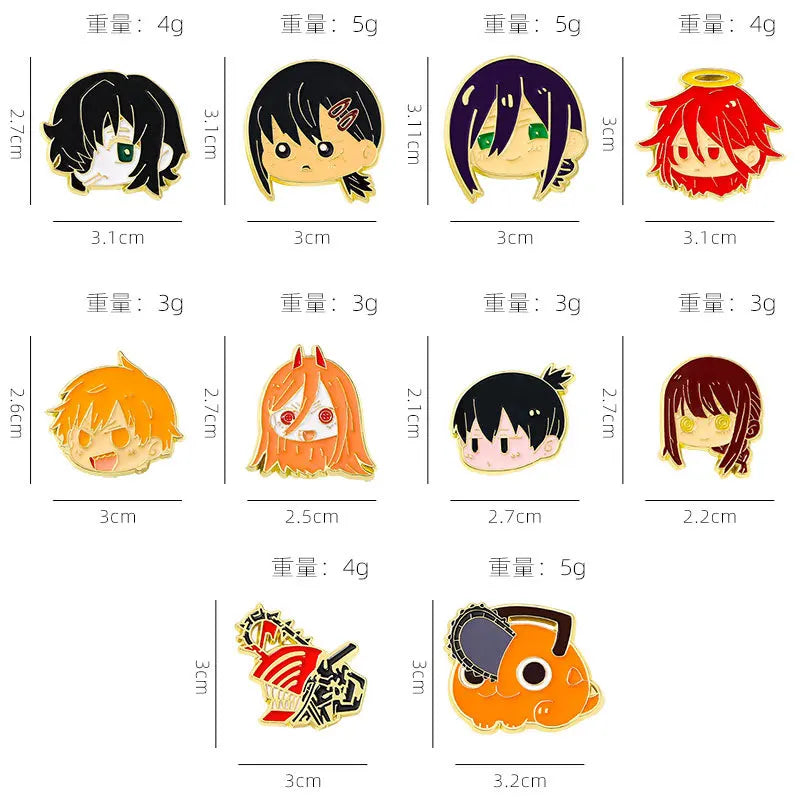 Chainsaw Man Enamel Pins Anime Pochita Power Brooches for Women Clothes Badge Kids Bags Decoration Classic Toys Christmas Gift