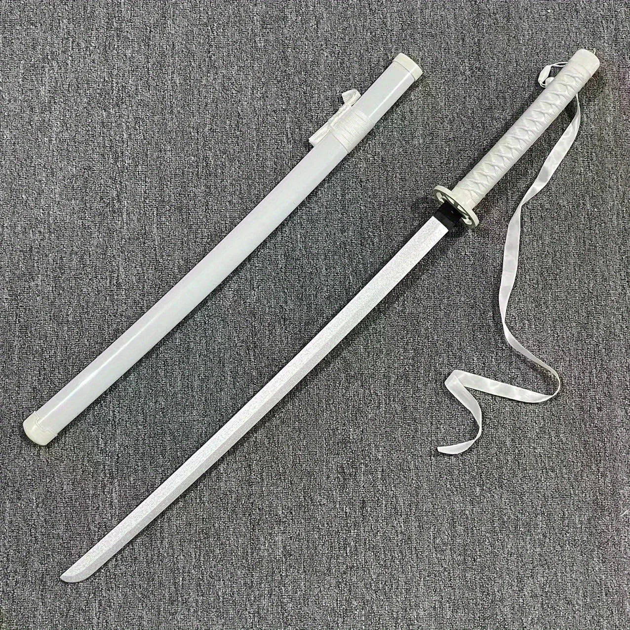 40in Rukia White Katana Original Samurai Sabre Bleach Anime Sword Cosplay Prop Real Size Japanese Katana Ninja Knife Decor Gift