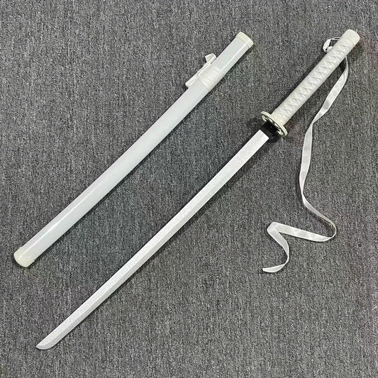 40in Rukia White Katana Original Samurai Sabre Bleach Anime Sword Cosplay Prop Real Size Japanese Katana Ninja Knife Decor Gift