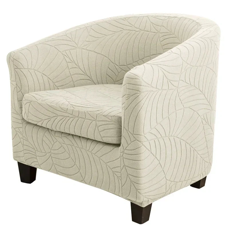 Leaves Jacquard Tub Chair Cover Anti-dirt Stretch Armchair Slipcover All-inclusive Single Club Sofa Cushion for Living Room