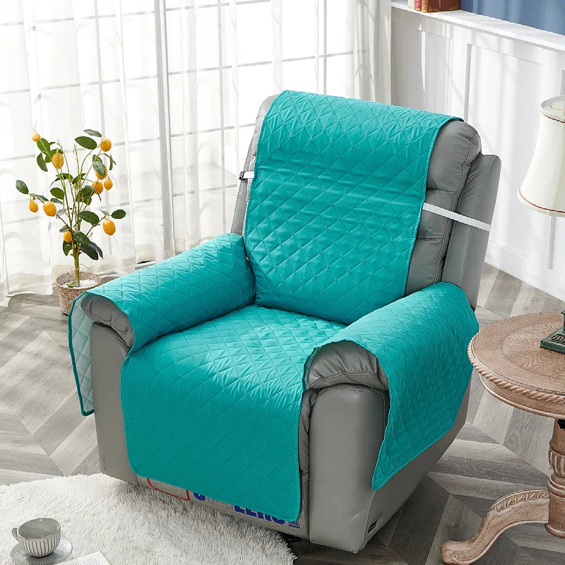 Anti-slip Recliner Chair Cover Solid Color Quilted Seat Slipcover Anti-wear Relax Armchair Coushion for Living Room Home