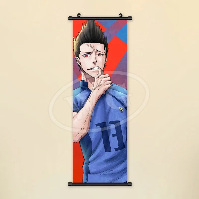 Blue Lock Hanging Painting Anime Poster Reo Mikage Wall Art Canvas Scroll Picture Isagi Yoichi Characters Home Decor Living Room