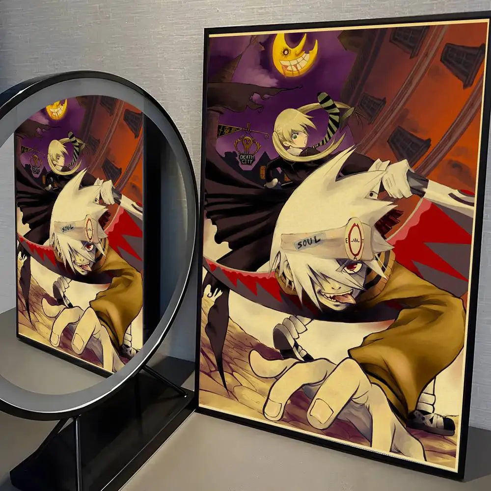 Popular Japanese Anime S-Soul Eater Poster High Quality Dorm Living Room Aesthetic Wall Decoration Painting Stickers Gift