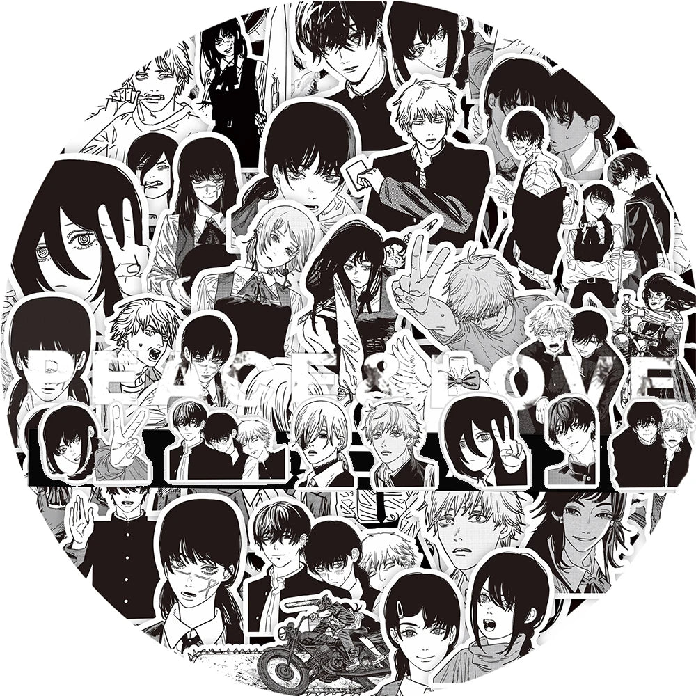 10/30/75pcs Chainsaw Man Anime Stickers Cool Black White Manga Graffiti Sticker Decoration Laptop Water Bottle Phone Decals Gift