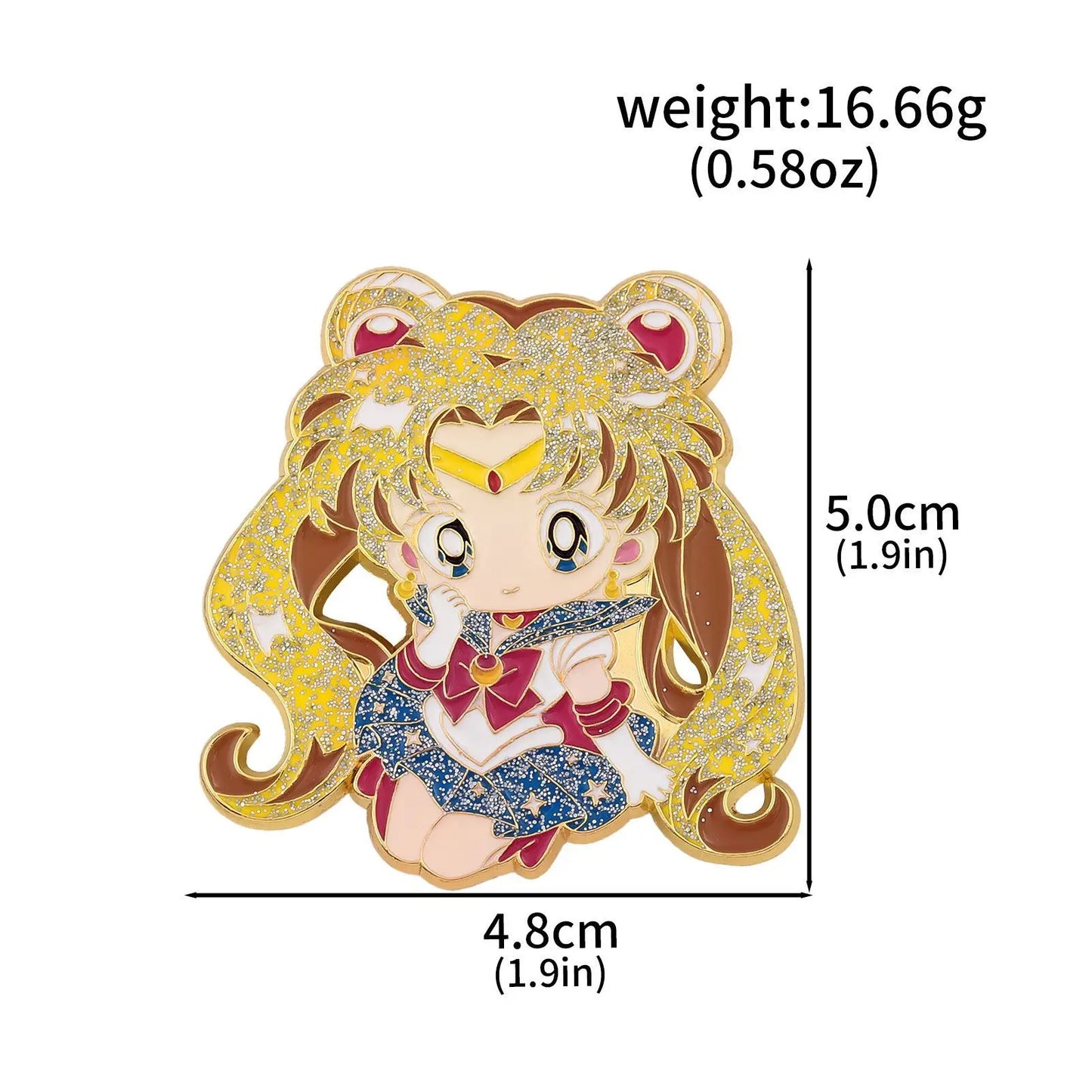 Anime Cartoon Moon Tsukino Usagi Enamel Keychain Necklace for Women Girl Magic Brooch Aino Minako Pin Cosplay Jewelry Gift